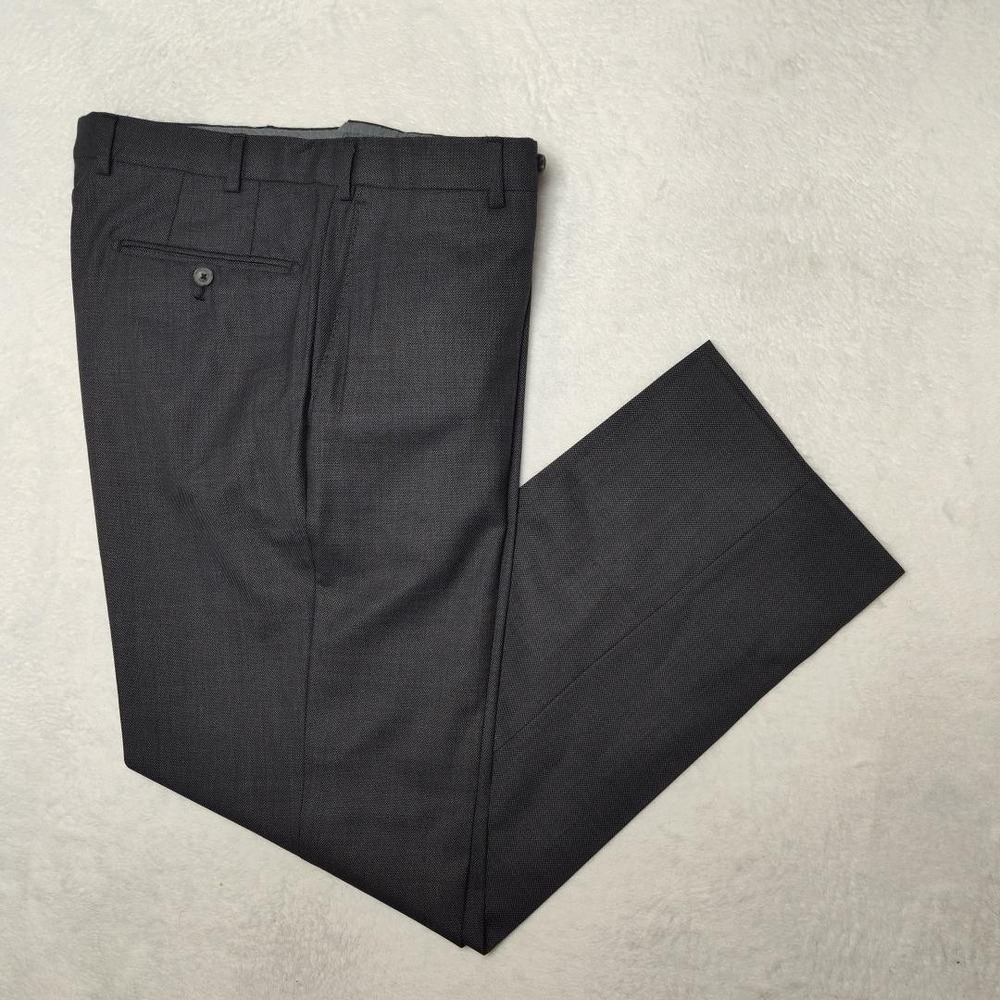 J. Hilburn Pants Mens 34x30 Gray Wool Slim Tapered Business Vital Barberis Slack